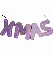 Χριστουγεννιάτικη Πλαστική Επιγραφή "XMAS" Ροζ με 3D Φωτισμό LED (30cm) - 1 Τεμάχιο