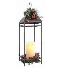 Χριστουγεννιάτικο Μεταλλικό Φανάρι Μαύρο με LED (43cm)