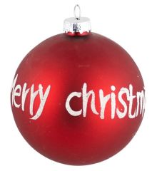Χριστουγεννιάτικη Μπάλα Γυάλινη Κόκκινη με "Merry Christmas" (10cm)