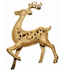 Χριστουγεννιάτικο Πλαστικό Χρυσό Διακοσμητικό Ελάφι με Χρυσόσκονη, 17cm
