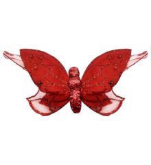 Χριστουγεννιάτικη Υφασμάτινη Πεταλούδα Κόκκινη (16cm)