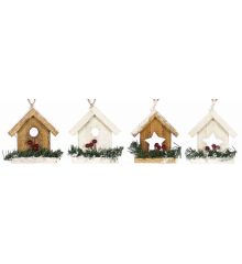 Χριστουγεννιάτικο Ξύλινο Σπιτάκι με Γκι - 4 Σχέδια (10cm) - 1 Τεμάχιο