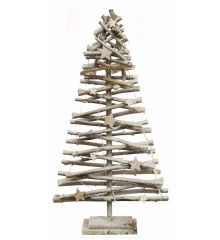 Χριστουγεννιάτικο Διακοσμητικό Ξύλινο Δεντράκι Χιονισμένο με 30 LED Καφέ (80cm)