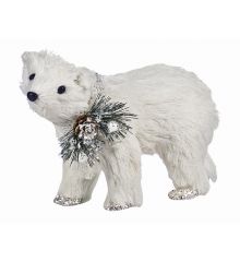 Χριστουγεννιάτικη Διακοσμητική Αρκούδα Λευκή (29cm)