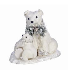 Χριστουγεννιάτικη Διακοσμητική Οικογένεια με Αρκούδες Λευκή (29cm)