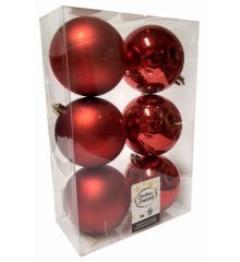 Χριστουγεννιάτικες Μπάλες Κόκκινες - Σετ 6 τεμ. (8cm)