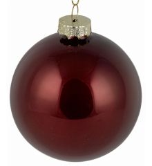 Χριστουγεννιάτικη Μπάλα Γυάλινη Βυσσινή Γυαλιστερή (10cm)