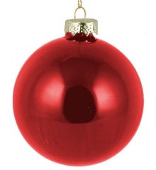 Χριστουγεννιάτικη Μπάλα Γυάλινη Κόκκινη Γυαλιστερή (10cm)