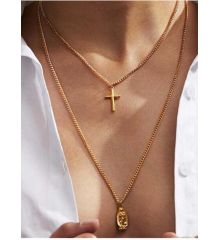 Αποκριάτικο Αξεσουάρ Κολιέ Gold Thin Cross