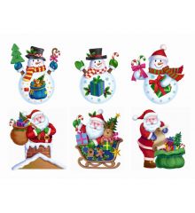 Χριστουγεννιάτικα Αυτοκόλλητα Τζαμιού 3D - Σετ 6 τεμ.(16cm)