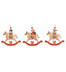 Χριστουγεννιάτικo Ξύλινο Αλογάκι με Φιγούρες - 3 Σχέδια (14cm) - 1 Τεμάχιο