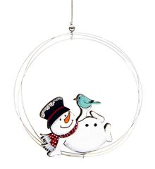 Χριστουγεννιάτικος Ξύλινος Χιονάνθρωπος Λευκός (24cm)