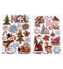 Χριστουγεννιάτικα Αυτοκόλλητα POP UP, Σετ 14 τεμ. - 2 Σχέδια (25cm)
