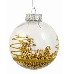 Χριστουγεννιάτικη Μπάλα Διάφανη με Χρυσά Σχέδια (8cm)