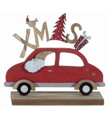 Χριστουγεννιάτικο Διακοσμητικό Ξύλινο Αυτοκίνητο Κόκκινο (15cm)