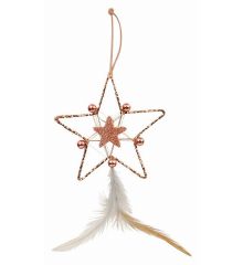 Χριστουγεννιάτικο Μεταλλικό Αστέρι Κόκκινο με Φτερά (12cm)