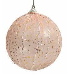 Χριστουγεννιάτικη Μπάλα Ροζ με Αστέρια (8cm)