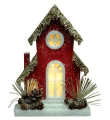 Χριστουγεννιάτικο Διακοσμητικό Φελιζόλ Σπίτι Κόκκινο (23cm)