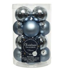 Χριστουγεννιάτικες Μπάλες Γυάλινες Μπλε - Σετ (3.5cm)