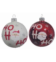 Χριστουγεννιάτικη Μπάλα Γυάλινη με "HO HO HO" - 2 Χρώματα (8cm)
