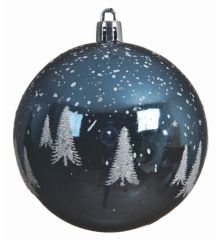 Χριστουγεννιάτικη Μπάλα Μπλε με Δεντράκι (8cm)