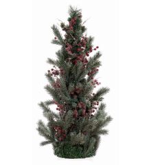 Χριστουγεννιάτικο Επιτραπέζιο Χιονισμένο Δέντρο με Berries (90cm)