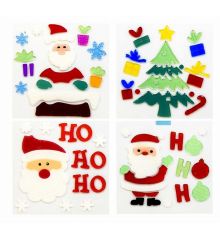 Χριστουγεννιάτικα Αυτοκόλλητα Ζελέ Τζαμιού Πολύχρωμα - 4 Σχέδια (19cm)