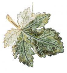 Χριστουγεννιάτικo Αμπελόφυλλο Ακρυλικό Πράσινο με Στρας (12cm)