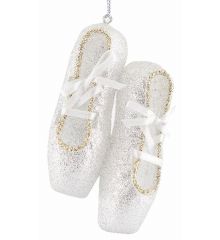 Χριστουγεννιάτικα Παπούτσια Μπαλαρίνας Ακρυλικά Ασημί με Στρας (10cm)
