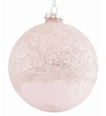 Χριστουγεννιάτικη Μπάλα Γυάλινη ροζ με Γκλίτερ σετ 4 Τεμ. (10cm)