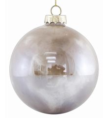 Χριστουγεννιάτικη Μπάλα Γυάλινη Μπεζ Ιριδίζουσα σετ 4 Τεμ. (8cm)