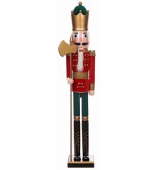 Χριστουγεννιάτικος Διακοσμητικός Ξύλινος Καρυοθραύστης Κόκκινος (120cm)