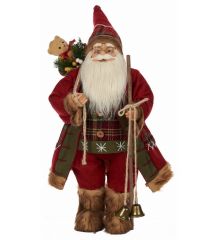 Χριστουγεννιάτικος Διακοσμητικός Πλαστικός Άγιος Βασίλης Κόκκινος με Αρκουδάκι (30cm)