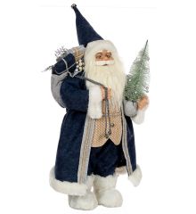 Χριστουγεννιάτικος Διακοσμητικός Πλαστικός Άγιος Βασίλης Λευκός με Μπλε Καπα (45cm)
