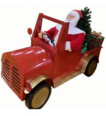 Χριστουγεννιάτικος Διακοσμητικός Μεταλλικός Άγιος Βασίλης σε Αυτοκίνητο με Ήχο και Κίνηση Πολύχρωμος (160cm)