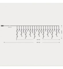 Ασύμμετρη Κουρτίνα led Bluetooth, με 128 Λευκά - Πολύχρωμα Φωτάκια και Διάφανο Καλώδιο 24v (3*0.8m)