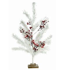 Χριστουγεννιάτικο Επιτραπέζιο Δέντρο Λευκό με Γκι (56cm)