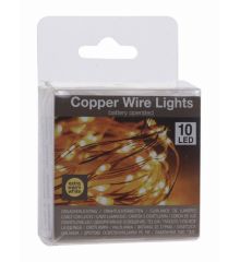 10 Gold Θερμά Φωτάκια LED Copper, με Μπαταρία (0.1m)