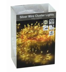 100 Λευκά Θερμά Φωτάκια LED Copper Μπαταρίας, Εξωτερικού Χώρου, με 8 Προγράμματα και Χρονοδιακόπτη (1m)