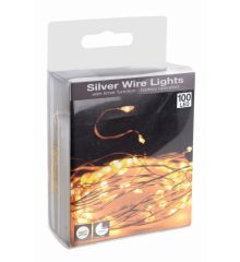 100 Λευκά Θερμά Φωτάκια LED Copper Μπαταρίας, Με Χρονοδιακόπτη (5m)