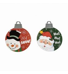 Χριστουγεννιάτικη Ξύλινη Κρεμαστή Μπάλα με Φιγούρες - 2 Σχέδια (30cm) - 1 Τεμάχιο