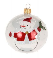 Χριστουγεννιάτικη Μπάλα Γυάλινη Λευκή με Σχέδια - 3 Σχέδια (10cm)