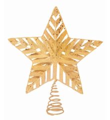 Χριστουγεννιάτικη Κορυφή Δέντρου Μεταλλική, Χρυσό Αστέρι με Ελατήριο (25cm)
