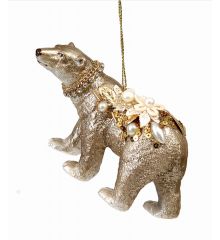 Χριστουγεννιάτικο Γυάλινο Αρκουδάκι Χρυσό (12cm)
