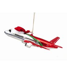 Χριστουγεννιάτικο Γυάλινο Αεροπλάνο Κόκκινο (17cm)
