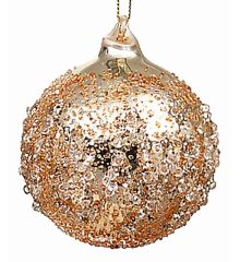 Χριστουγεννιάτικη Μπάλα Γυάλινη Σαμπανιζέ με Γκλιτερ (8cm)