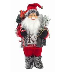Χριστουγεννιάτικος Διακοσμητικός Άγιος Βασίλης Γκρι (40cm) - 1 Τεμάχιο