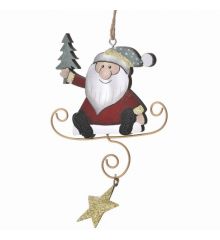 Χριστουγεννιάτικος Ξύλινος Άγιος Βασίλης με Αστέρι (17cm)