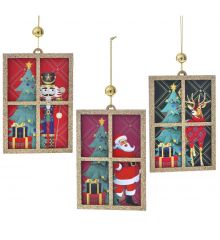 Χριστουγεννιάτικο Ξύλινο Παράθυρο - 3 Σχέδια (11cm)