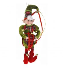 Χριστουγεννιάτικο Διακοσμητικό Βελούδινο Ξωτικό Πράσινο (30cm)